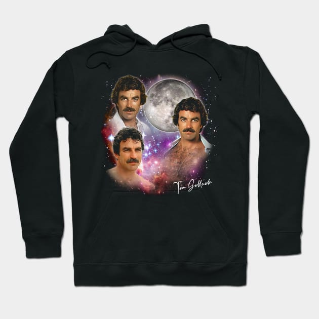 Tom Selleck --   80s Aesthetic Design Hoodie by DankFutura